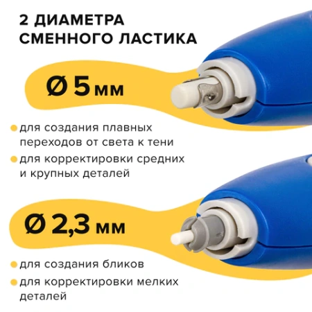 Ластик электрический BRAUBERG "X-ERASE", питание от 2 батареек ААА, + 16 сменных ластиков, 229608 - МСК «Форвард»