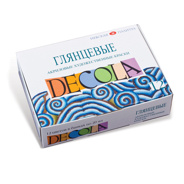 Краски акриловые художественные  глянцевые "Декола", 12 цветов по 20 мл, в баночках, 2941116 190389