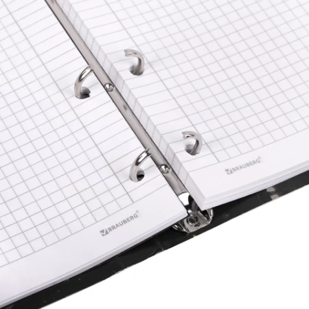 Тетрадь на кольцах А5 160х212 мм, 120 листов, картон, фольга, клетка, BRAUBERG, "Black&Gold", 404735 - МСК «Форвард»