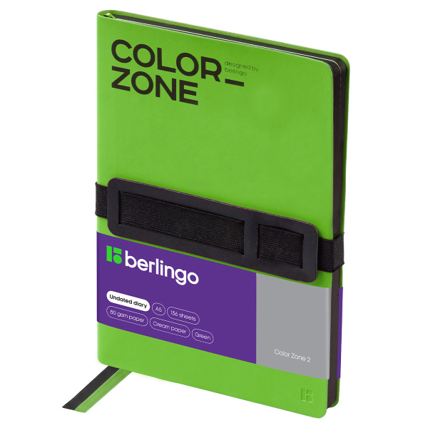 Ежедневник недатированный, А5, 136л., кожзам, Berlingo "Color Zone 2", зеленый, мягкая обложка, черный срез UD0_F0023 393584 - МСК «Форвард»