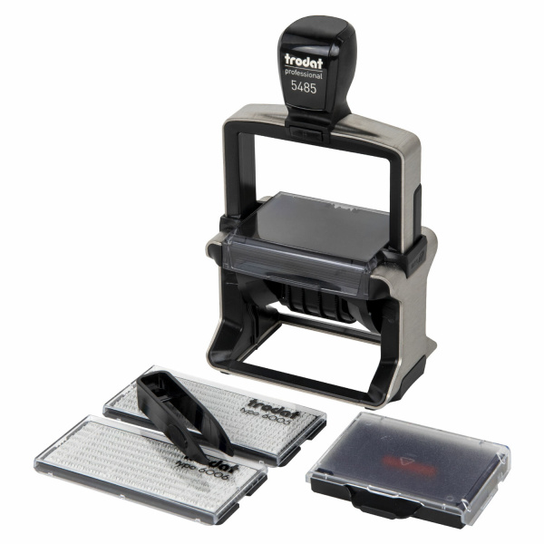 Датер самонаб. металл. 6 строк +дата, оттиск 68*47мм сине-красный, TRODAT 5485, КАССЫ В КОМПЛЕКТЕ 54  231038