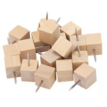 Силовые кнопки-гвоздики BRAUBERG WOOD, деревянные (кубики), 50 штук, 10 мм, 272762 - МСК «Форвард»