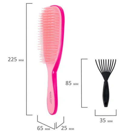 Расческа для волос массажная 22,5х6,5 см, розовая + щетка для чистки В ПОДАРОК, MONTE VITA (МОНТЕ ВИТА), 457428 - МСК «Форвард»