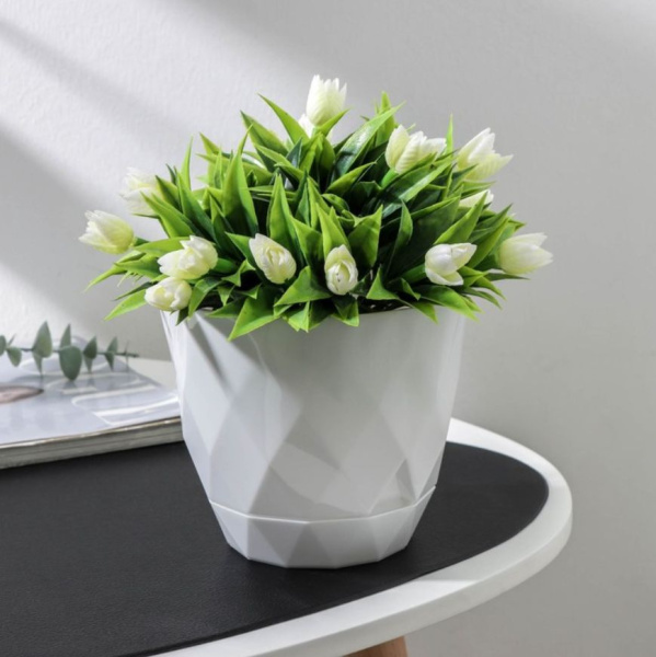 Горшок для цветов с поддоном Idiland Laurel 2.3 л белый (15x17.5 см) 221610929 1890687 - МСК «Форвард»