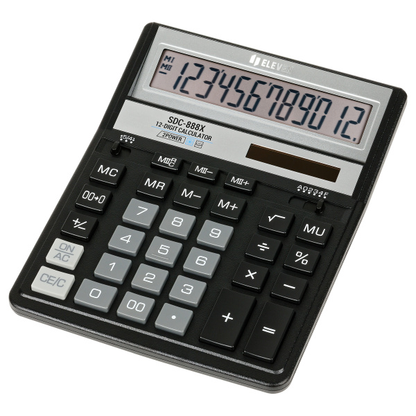 Калькулятор настольный Eleven SDC-888X-BK, 12 разрядов, двойное питание, 158*203*31мм, черный SDC-888X-BK 339222 - МСК «Форвард»