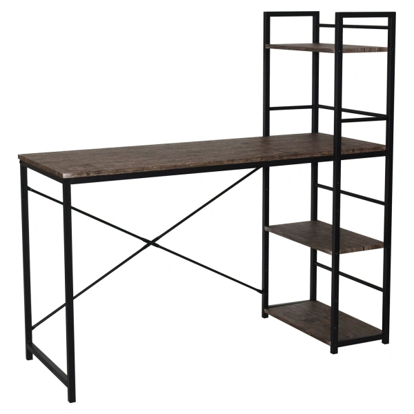 Стол на металлокаркасе BRABIX LOFT CD-005 (ш1200*г520*в1200мм), 3 полки, цвет морёный дуб, 641221