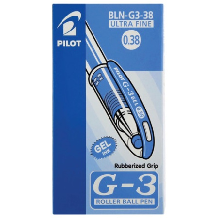Ручка гелевая PILOT "G-3", корпус прозрачный, узел 0,38 мм, линия 0,2 мм, резиновый упор, синяя, BLN-G3-38 L 141460 - МСК «Форвард»