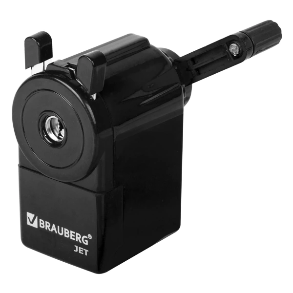 Точилка механическая BRAUBERG JET, металлический механизм, корпус черный, 229566