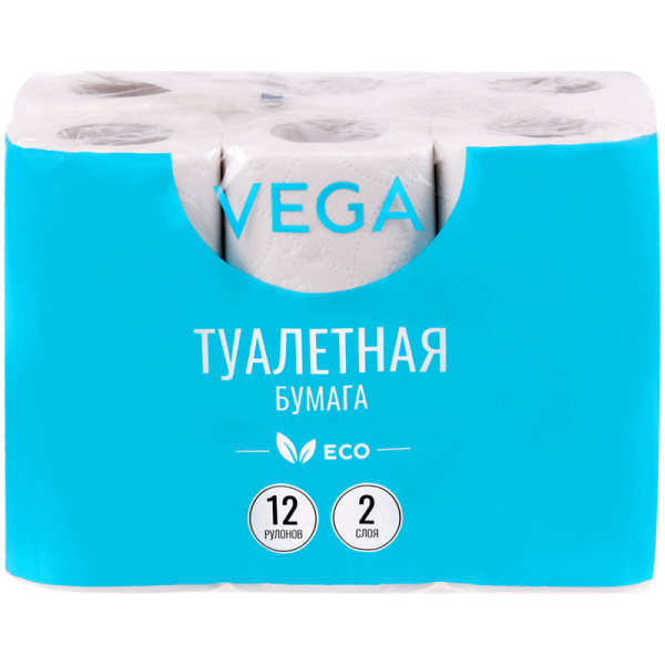 Бумага туалетная Vega 2-слойная, 12шт., эко, 15м, тиснение, белая 315617 - МСК «Форвард»