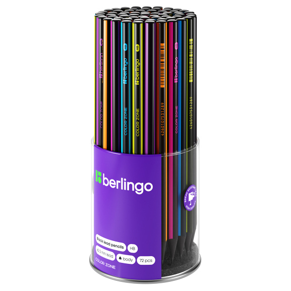 Карандаш чернографитный Berlingo "Color Zone", трехгранный, черное дерево, заточен., ассорти BP01305 311456 - МСК «Форвард»