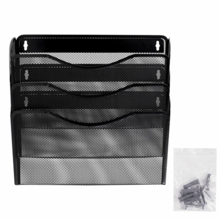 Лотки для бумаг настенные BRAUBERG «Germanium», 3 штуки, А4, 215×355×95 мм, металл, черные, 237968 - МСК «Форвард»