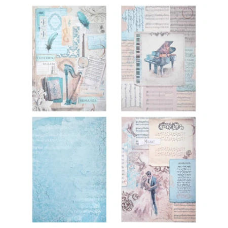 Бумага для скрапбукинга 15х21 см "Нотная Гамма", двусторонняя, 12 листов, 240 г/м2, ОСТРОВ СОКРОВИЩ, 665445 - МСК «Форвард»