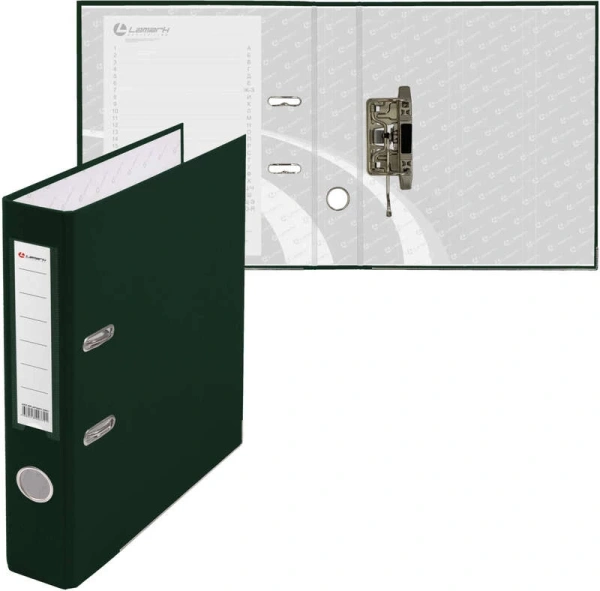 Папка регистратор 50мм А4 РР зеленая, металлическая окантовка, карман AF0601-GN1/AF0601-GN1 Lamark (Ламарк) 128/73107 - МСК «Форвард»
