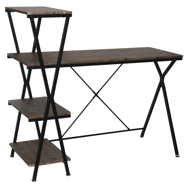 Стол на металлокаркасе BRABIX LOFT CD-004 (ш1200*г535*в1110мм), 3 полки, цвет морёный дуб, 641218