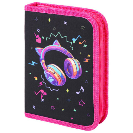 Пенал BRAUBERG с наполнением, 1 отделение, 1 откидная планка, 24 предмета, 21х14 см, "Headphones", 273531 - МСК «Форвард»