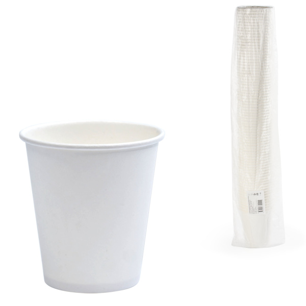 Стакан одноразовый бумажный 250мл КОМПЛЕКТ 75шт. односл. белые, х/г, ФОРМАЦИЯ, HB80-280-0000-75 HB80 603866