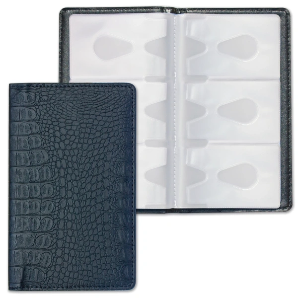 Визитница/кредитница трехрядная BRAUBERG на 96 карт, под кожу крокодила, черная, 231761