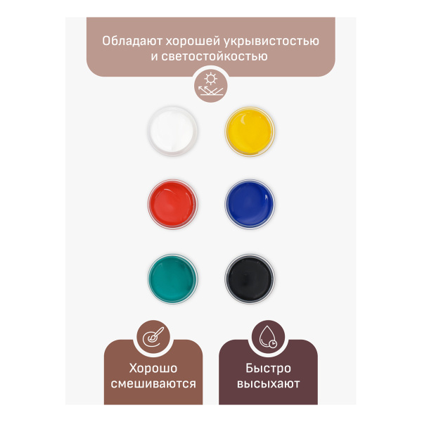 Краски акриловые декоративные Гамма "Хобби", 06 цветов, 20мл, картон. упаковка 3012196 300257 - МСК «Форвард»