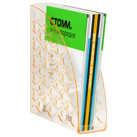 Лоток для бумаг вертикальный СТАММ "Вега", тонированный неоновый оранжевый, ширина 90мм ЛТВ-31745 351508 - МСК «Форвард»