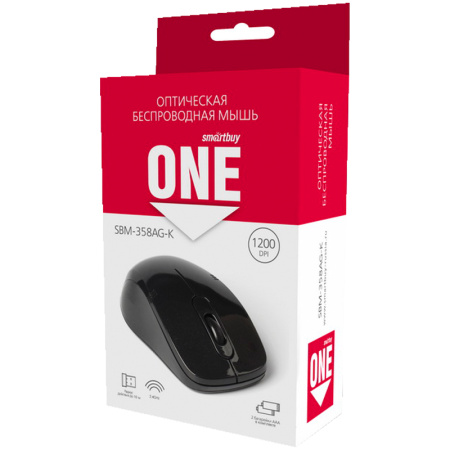 Мышь беспроводная Smartbuy ONE 358AG-K черный, 2btn+Roll 264127 - МСК «Форвард»