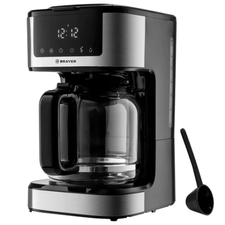 Кофеварка капельная BRAYER BR1124, 900 Вт, объем 1,8 л, LED-дисплей, поддержание температуры, черная 456900 - МСК «Форвард»