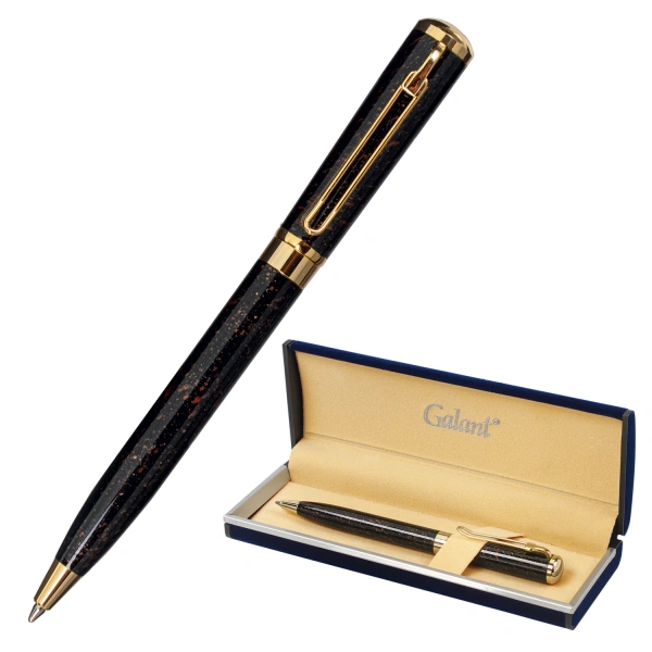 Ручка подарочная шариковая GALANT TINTA MARBLE, корпус коричн., золот. детали, 0,7мм, синяя, 143501