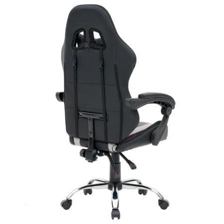 Кресло компьютерное CROMEX (КРОМЕКС) "Quantum GM-155 RGB", подсветка, две подушки, экокожа, черное/красное/серое, 532955 - МСК «Форвард»