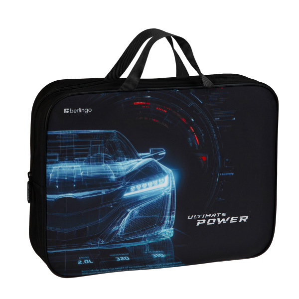 Папка текстильная с ручками 1 отделение, А4 Berlingo "Ultimate power", 350*265*75мм, текстиль, на молнии FB-EX-1250 390137