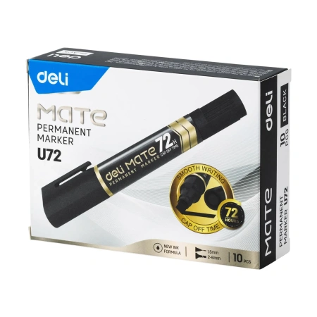 Маркер перманентный двусторонний Deli Mate EU72-BK черный 1.5-6 мм круглый/скошенный наконечник 1676007 - МСК «Форвард»