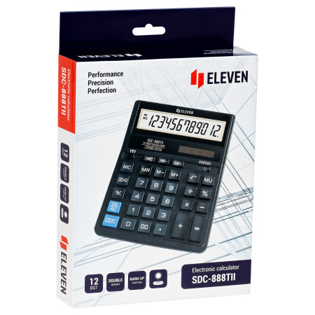 Калькулятор настольный Eleven SDC-888TII, 12 разрядов, двойное питание, 158*203*31мм, черный 339221 - МСК «Форвард»