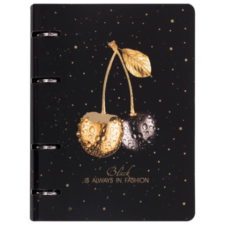 Тетрадь на кольцах А5 160х212 мм, 120 листов, картон, фольга, клетка, BRAUBERG, "Black&Gold", 404735 - МСК «Форвард»