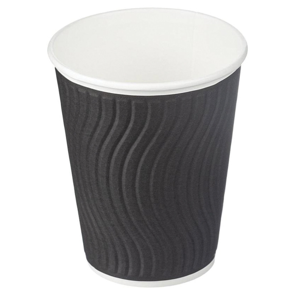 Стакан одноразовый бумажный 300мл 40шт двухслойный для хол/гор Impresso Black Wave, СКАНДИПАКК,-2406 606904