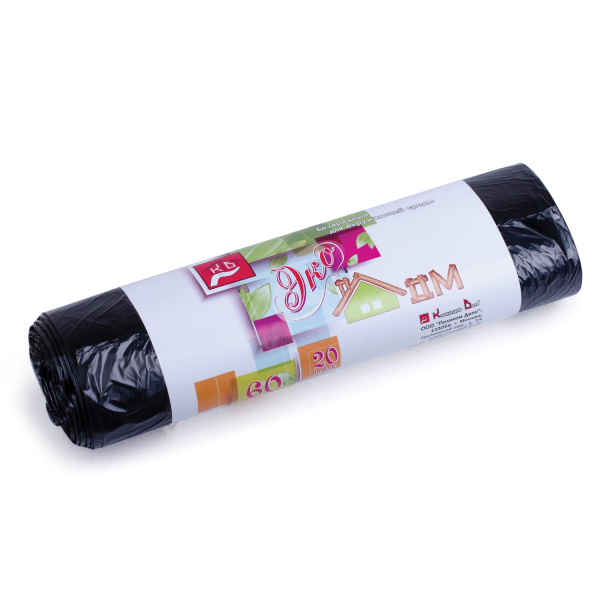 Мешки д/мусора 60л, черные, в рулоне 20шт, ПНД, 7мкм, 60х70см, ЭКОНОМ,КОНЦЕПЦИЯ БЫТА "ЭкоДом", 601349