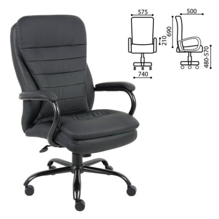 Кресло офисное BRABIX PREMIUM "Heavy Duty HD-001", усиленное, НАГРУЗКА до 200 кг, экокожа, 531015 - МСК «Форвард»