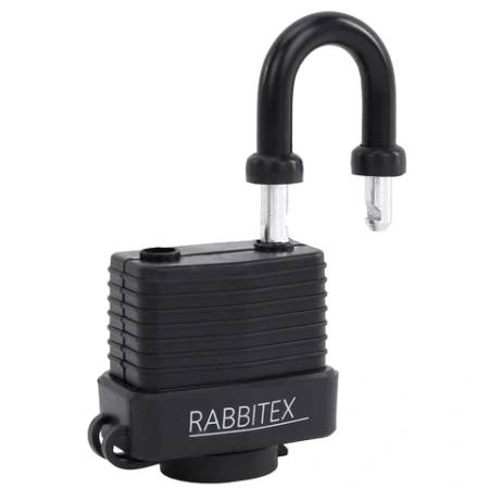 Замок навесной стальной 40 мм "Всепогодный", оцинкованный, прорезиненный, 3 ключа, RABBITEX (РАББИТЕКС), 671300 - МСК «Форвард»