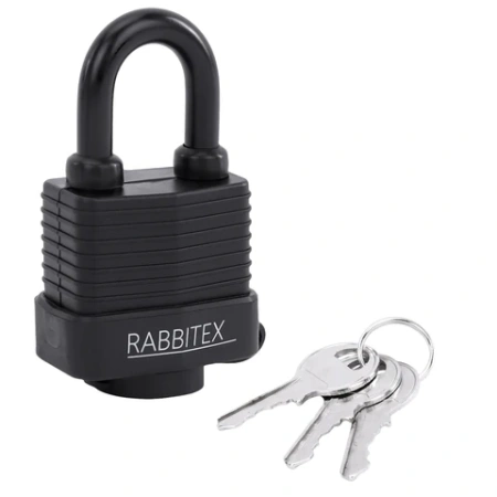 Замок навесной стальной 40 мм "Всепогодный", оцинкованный, прорезиненный, 3 ключа, RABBITEX (РАББИТЕКС), 671300 - МСК «Форвард»