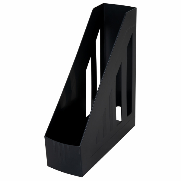 Лоток вертикальный для бумаг BRAUBERG "Contract" (260х85х300 мм), отверстия на торцах, черный,230886