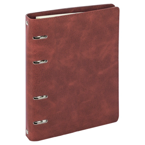 Тетрадь на кольцах А5 180х220мм, 120л, под кожу, BRAUBERG Main, клетка, коричневый, 401710