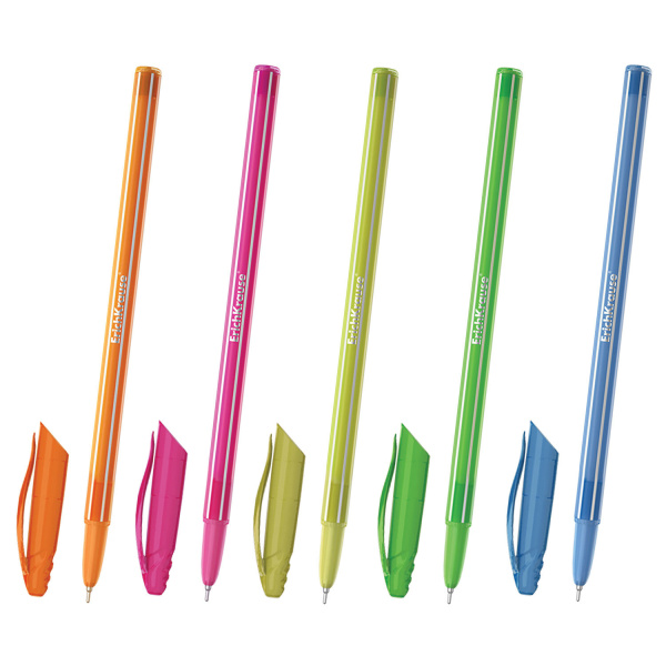 Ручка шариковая ERICH KRAUSE Cocktail, СИНЯЯ, корпус ассорти, узел 0,6мм, линия 0,32мм, 33518 141674