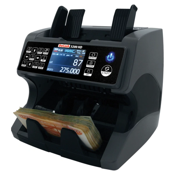 Счетчик-сортировщик банкнот DOCASH 3200 HD, 1500 банк/мин, УФ, ИК, МАГН детекция, номинал,фасовка 14 291097