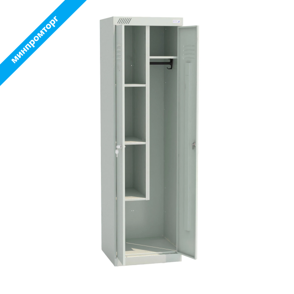 Шкаф металлический хозяйственный ШМУ-22-530, двухсекционный, 1850х530х500 мм, 28 кг, разборный 291363 минпромторг