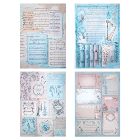 Бумага для скрапбукинга 15х21 см "Нотная Гамма", двусторонняя, 12 листов, 240 г/м2, ОСТРОВ СОКРОВИЩ, 665445 - МСК «Форвард»