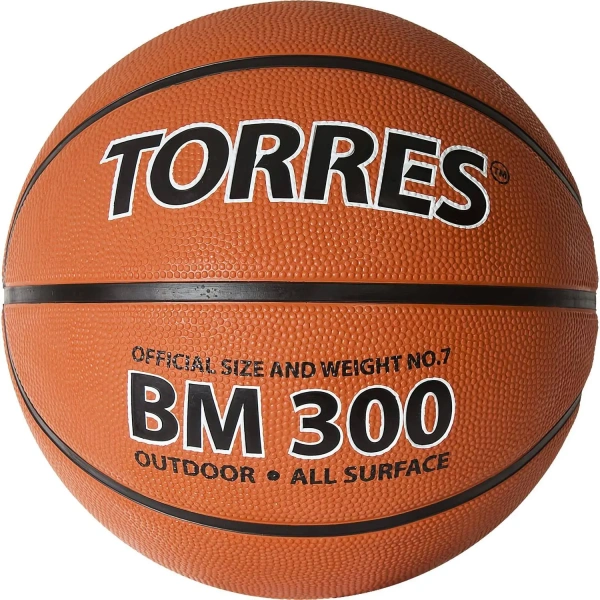 Мяч баскетбольный Torres BM300 №7 оранжевый/чёрный B02017 2009727 под заказ 8 дней - МСК «Форвард»