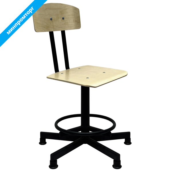 Стул кресло кассира, швеи, ресепшен РС37/РС67ЛФ, на винте, без подлокотников, фанера 532787 минпромторг