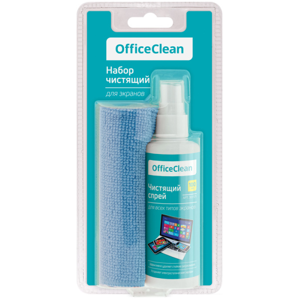 Чистящий спрей OfficeClean для всех типов экранов и мониторов, в комплекте салфетка из микрофибры 307371 ЧЕСТНЫЙ ЗНАК! - МСК «Форвард»