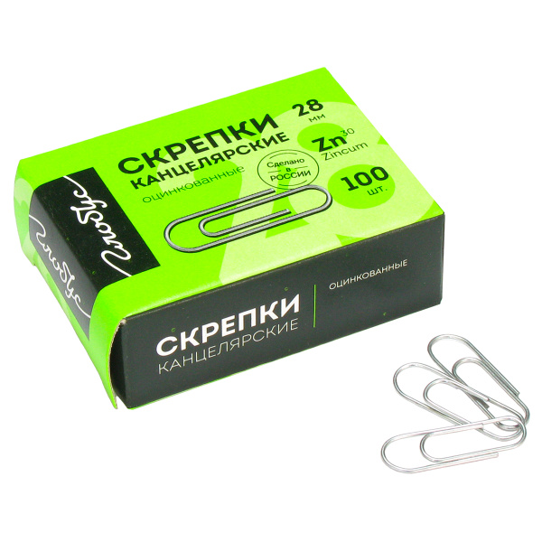 Скрепки 28мм, Globus, 100шт., оцинкованные, карт. упаковка С28-100 Ц 217279