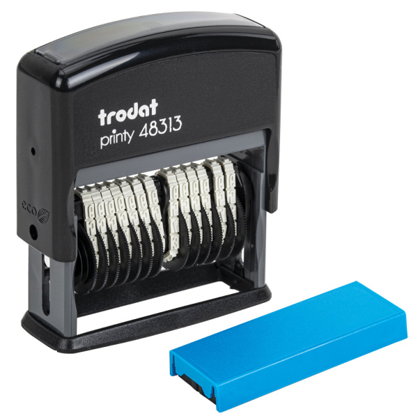 Нумератор 13-разр, оттиск 42*3,8мм синий, TRODAT 48313, корпус черный 53198 235582