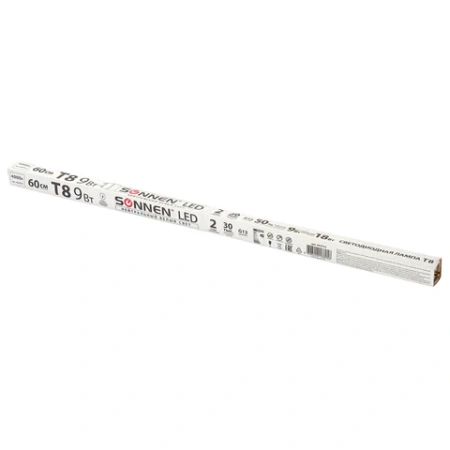 Лампа-трубка светодиодная SONNEN, 9 Вт, 30000 ч, 60 см, нейтральный белый (аналог 18 Вт люминесцентной лампы), LED T8-9W-4000-G13, 453715 - МСК «Форвард»