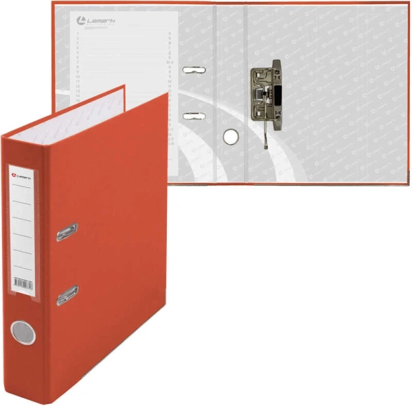 Папка регистратор 50мм А4 РР оранжевая, металлическая окантовка, карман AF0601-OR1/AF0601-OR1 Lamark (Ламарк) 128/73105 - МСК «Форвард»