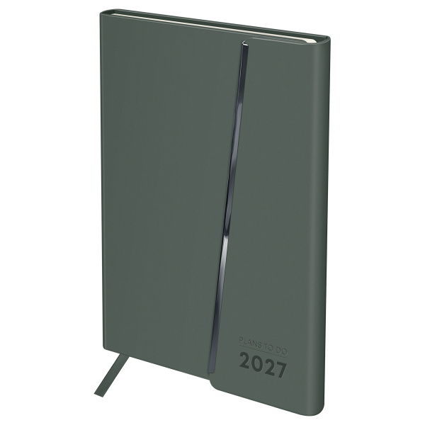 Ежедневник датированный 2027г., А5, 176л., твердый переплет, кожзам Soft touch, BG "Magnet. Grey", серый, магнитный клапан DdА5_67949 389948
